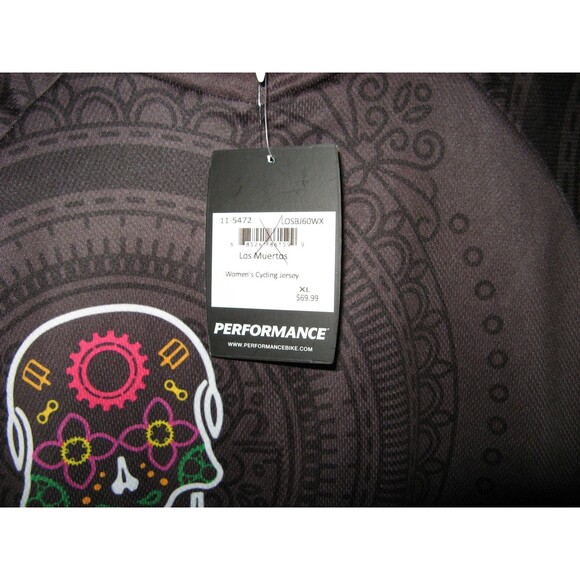 Womens Performance Bike Las Muertos Zippered Cycling Bicycle Jersey Size XL NWT - Picture 3 of 6